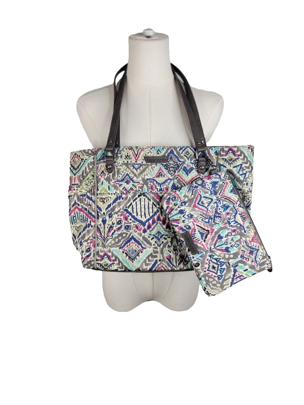 Sakroots Artist Circle Metro Tote Slate Brave Beauty Shoulder Bag + Make Up Bag